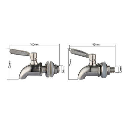 Drink Dispenser Beverage Wine Barrel Tap Spigot Stainless Steel Coffee Juice Faucet, 12mm, 16mm