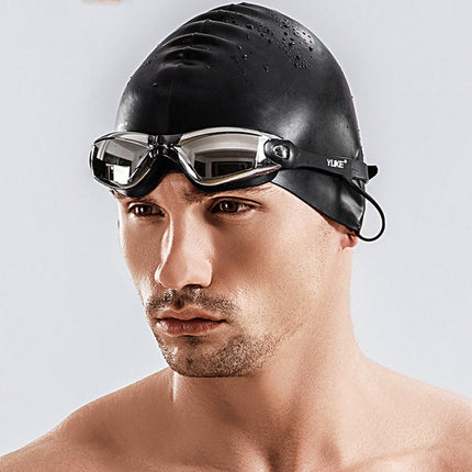 3 in 1 HD Waterproof and Anti-fog Large Frame Siamese Earplugs Swimming Goggles + Swimming Cap + Nose Clip Set for Men and Women, 3 in 1 Swimming Set(Black), 3 in 1 Swimming Set(Blue), 3 in 1 Swimming Set(Pink), 3 in 1 Swimming Set(Silver)