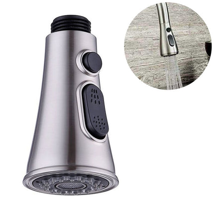 Kitchen Horn Button Switch Pausable Faucet Sprinkler Water Saving Nozzle Sprayer Filter, Plating CP, Drawing BN