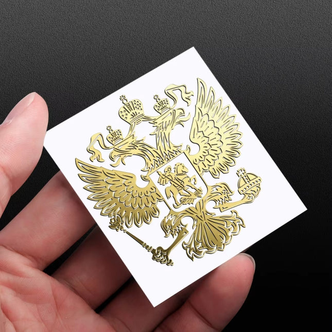 10 PCS PITREW Coat of Arms of Russia Emblem Nickel Metal Car Stickers Decals(Gold), Russia Emblem Gold
