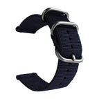 20mm / Dark Blue with Silver Ring Buckle