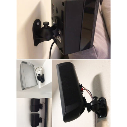 Pair Black Surround Sound Speaker Wall Mount Brackets 45 Degree Rotatable Design TV Wall Mount 8 x 4.5 x 5.8cm
