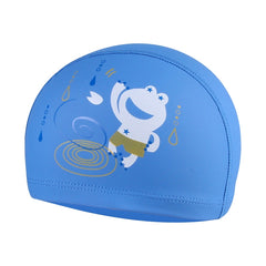 Children Waterproof Hair Care PU Coated Cute Frog Pattern Swimming Cap, Frog (Blue), Frog (Pink), Frog (Orange), Frog (Lack Blue)
