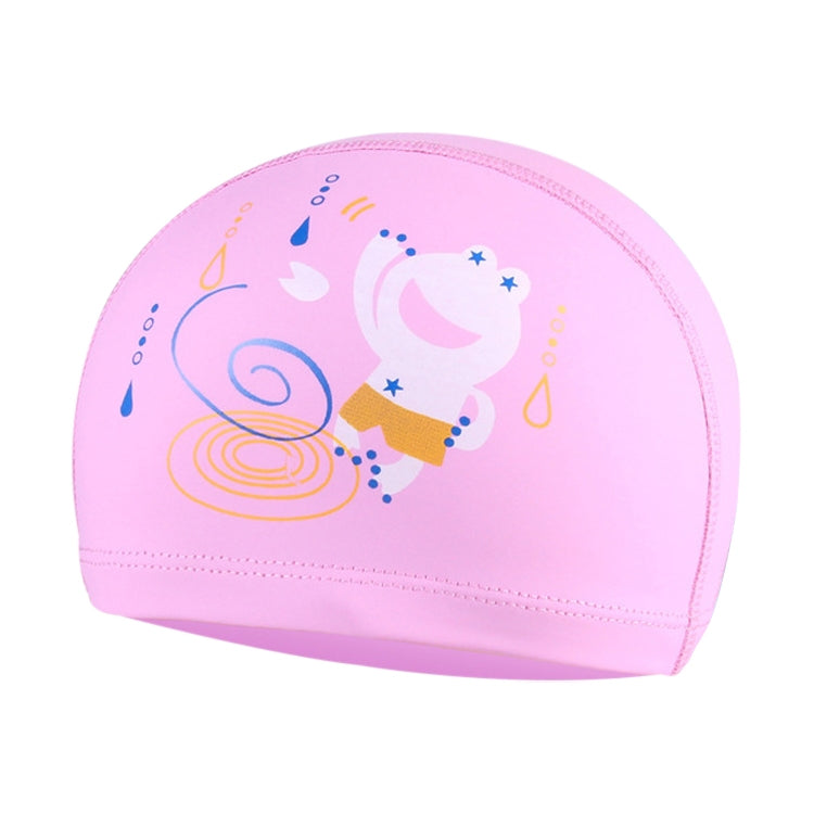 Children Waterproof Hair Care PU Coated Cute Frog Pattern Swimming Cap, Frog (Blue), Frog (Pink), Frog (Orange), Frog (Lack Blue)