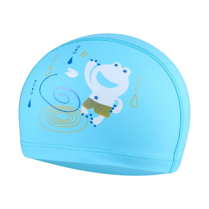 Children Waterproof Hair Care PU Coated Cute Frog Pattern Swimming Cap, Frog (Blue), Frog (Pink), Frog (Orange), Frog (Lack Blue)