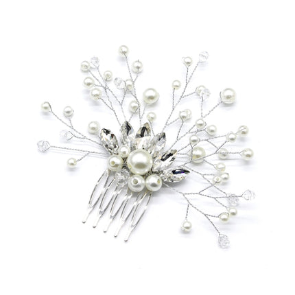 Pearl Women Hair Combs Wedding Hair Accessories Hair Pin Rhinestone Tiara Bridal Clip Crystal Crown Bride Hair Jewelry, Silver, Gold
