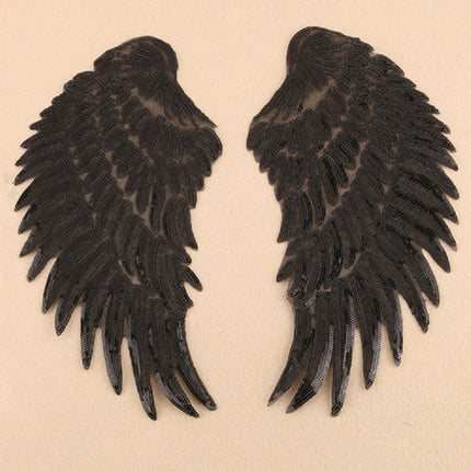 A Pair Sequin Feather Wing Shape Clothing Patch Sticker DIY Clothing Accessories, Small 20.5 x 10cm Gold, Middle 26.5 x 26cm Gold, Large 33.5 x 32cm Gold, Small 20.5 x 10cm Silver, Middle 26.5 x 26cm Silver, Large 33.5 x 32cm Silver                    ...