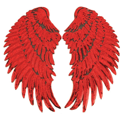 A Pair Sequin Feather Wing Shape Clothing Patch Sticker DIY Clothing Accessories, Small 20.5 x 10cm Gold, Middle 26.5 x 26cm Gold, Large 33.5 x 32cm Gold, Small 20.5 x 10cm Silver, Middle 26.5 x 26cm Silver, Large 33.5 x 32cm Silver                    ...