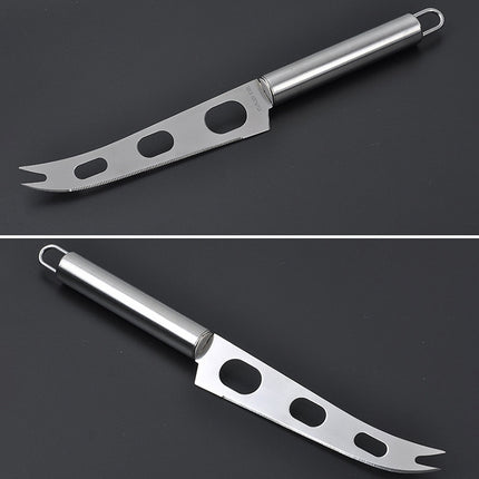 Stainless Steel Cheese Knife With Fork Tip Cheese Butter Knife Slicer Butter Pizza Cutter, Cheese Knife