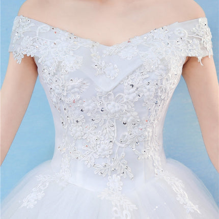 Retro Elegant Off Shoulder LaceThin Court Neat Princess Wedding Dress