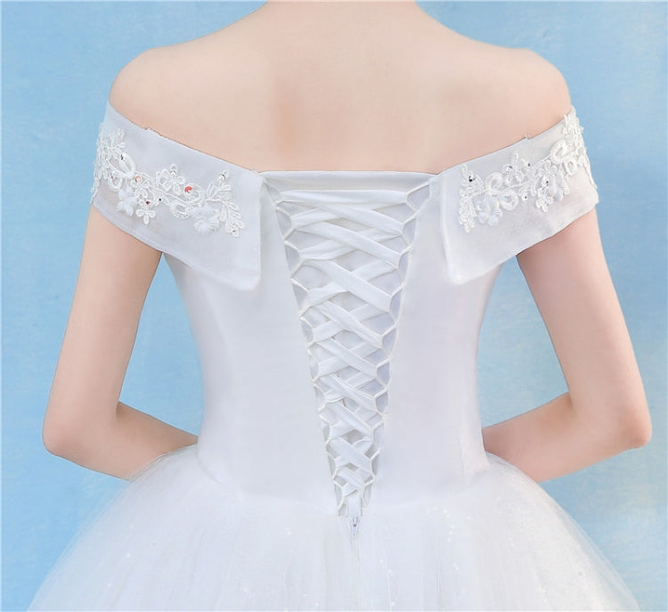 Retro Elegant Off Shoulder LaceThin Court Neat Princess Wedding Dress