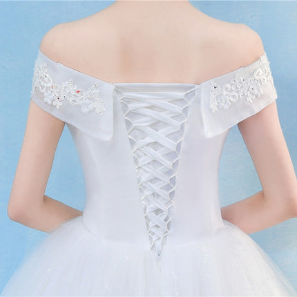 Retro Elegant Off Shoulder LaceThin Court Neat Princess Wedding Dress
