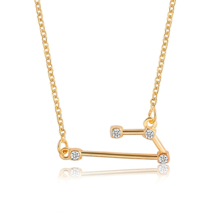 Fashion Zircon Pendant Zodiac Guardian Necklace Short Clavicle Chain, Aquarius-Gold, Aquarius-Silver, Pisces-Gold, Pisces-Silver, Aries-Gold, Aries-Silver, Taurus-Gold, Taurus-Silver, Gemini-Gold, Gemini-Silver, Sagittarius-Gold, Sagittarius-Silver    ...