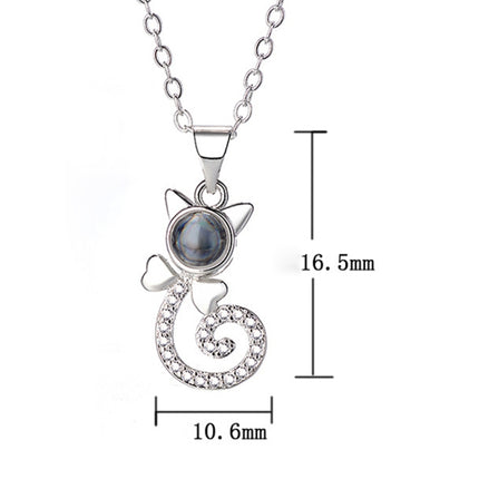 100 Language I love You Necklace Memory Projection Pendant Wedding Letter Necklace, Rose Gold, White Copper