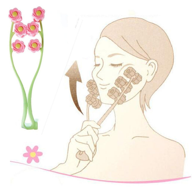 Manual Roller Face Massager Face Beauty Instrument Facial Double Chin Tool, Pink, Blue