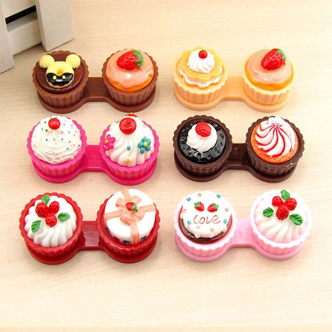 Cartoon Cute Cream Cake Glasses Double Box Contact Lenses Couple Box