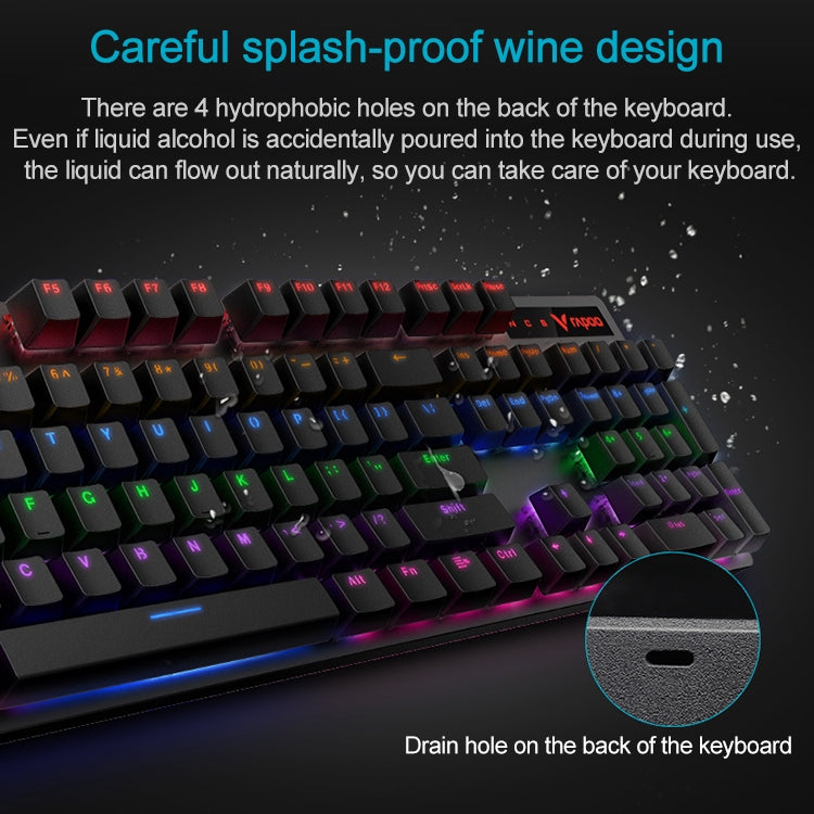 Rapoo V500 PRO Mixed Light 104 Keys Desktop Laptop Computer Game Esports Office Home Typing Wired Mechanical Keyboard