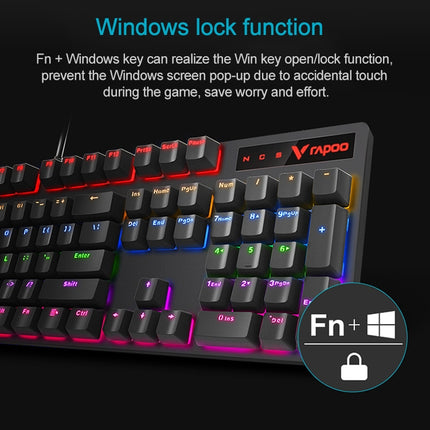 Rapoo V500 PRO Mixed Light 104 Keys Desktop Laptop Computer Game Esports Office Home Typing Wired Mechanical Keyboard