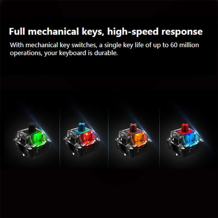 Rapoo V500 PRO Mixed Light 104 Keys Desktop Laptop Computer Game Esports Office Home Typing Wired Mechanical Keyboard, Black Shaft, Green Shaft, Tea Shaft, Red Shaft