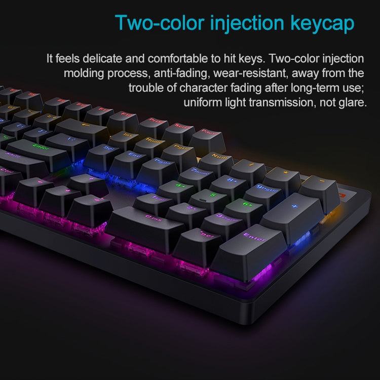 Rapoo V500 PRO Mixed Light 104 Keys Desktop Laptop Computer Game Esports Office Home Typing Wired Mechanical Keyboard
