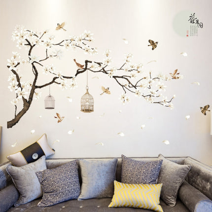 2 PCS/Set DIY Tree Birds Flower Home Decor Wall Stickers, Tree Birds Flower