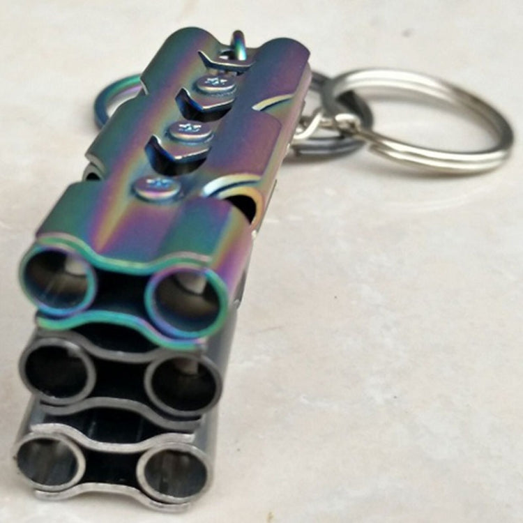 Outdoor High-decibel Stainless Steel Self-protection Double Tube Survival Whistle with Key Ring, Whistle (Silver), Whistle (Black), Whistle (titanium)
