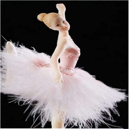 Elegant Refined Ballerina Dance Carousel Feather Music Box