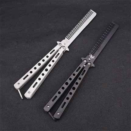 Salon Stainless Steel Practice Comb Practice Knife (Uncut) Butterfly Comb