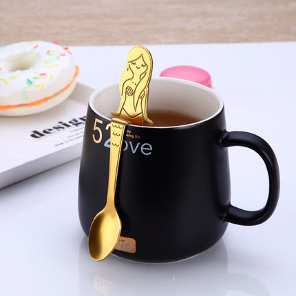Creative Coffee Spoon Mermaid Shape Handle Spoons Flatware Drinking Tools, Black, Gold, Symphony, Rose Gold, True Color