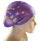 Long Hair Printed Swimming Cap(Purple) / Purple