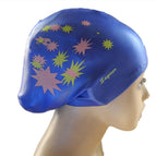 Long Hair Printed Swimming Cap(Navy Blue) / Navy Blue