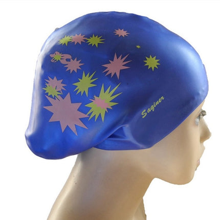Printed Silicone Swimming Cap Waterproof Swimming Cap for Long Hair, Long Hair Printed Swimming Cap(Pink), Long Hair Swimming Cap, Long Hair Printed Swimming Cap(Purple), Long Hair Printed Swimming Cap(Gray), Long Hair Printed Swimming Cap(Navy Blue)��...