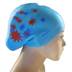 Long Hair Printed Swimming Cap(Sky Blue) / Sky Blue