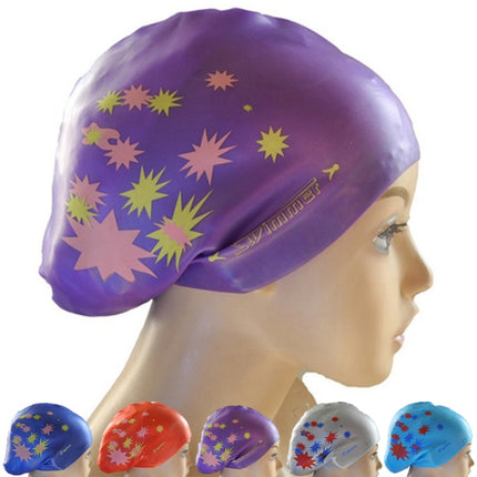 Printed Silicone Swimming Cap Waterproof Swimming Cap for Long Hair, Long Hair Printed Swimming Cap(Pink), Long Hair Swimming Cap, Long Hair Printed Swimming Cap(Purple), Long Hair Printed Swimming Cap(Gray), Long Hair Printed Swimming Cap(Navy Blue)��...