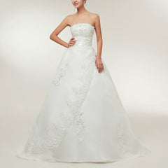Vintage Lace Slim Slimming Tube Top Long Trailing Wedding Dress