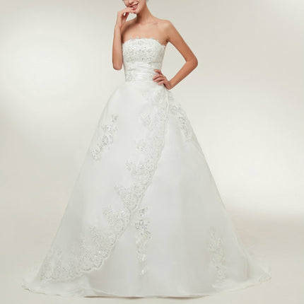 Vintage Lace Slim Slimming Tube Top Long Trailing Wedding Dress