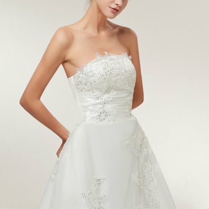 Vintage Lace Slim Slimming Tube Top Long Trailing Wedding Dress