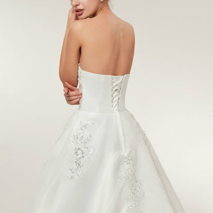 Vintage Lace Slim Slimming Tube Top Long Trailing Wedding Dress