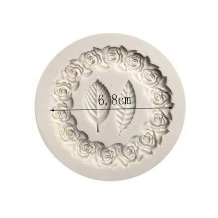 2 PCS Rose Garland Rose Leaf Silicone Fondant Mold Cake Edging Decoration Tool Baking Glue Mold