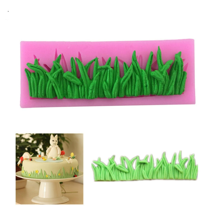 2 PCS Grass Decoration Liquid Silicone Mold Fondant Cake Mold, Grass Shape