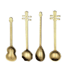 Stainless Steel Coffee Mixing Spoon Creative Musical Instrument Shape Spoon, Guitar Silver, Octagonal Silver, Lute Silver, Yueqin Silver, Guitar Titanium Gold, Octagonal Titanium Gold, Lute Titanium Gold, Yueqin Titanium Gold, Guitar Rose Gold���������...