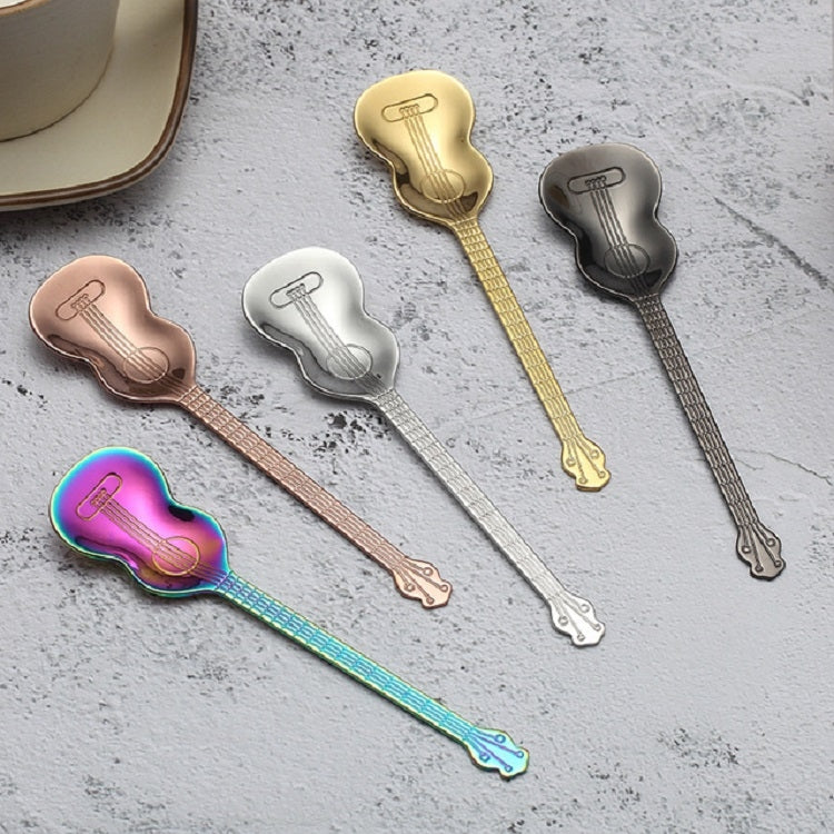 Stainless Steel Coffee Mixing Spoon Creative Musical Instrument Shape Spoon, Guitar Silver, Octagonal Silver, Lute Silver, Yueqin Silver, Guitar Titanium Gold, Octagonal Titanium Gold, Lute Titanium Gold, Yueqin Titanium Gold, Guitar Rose Gold���������...