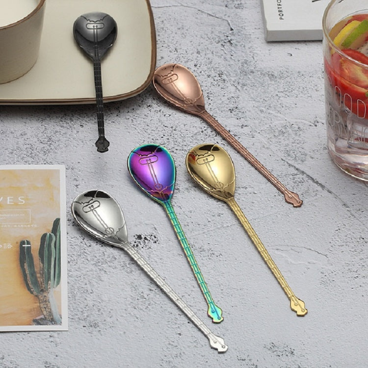 Stainless Steel Coffee Mixing Spoon Creative Musical Instrument Shape Spoon, Guitar Silver, Octagonal Silver, Lute Silver, Yueqin Silver, Guitar Titanium Gold, Octagonal Titanium Gold, Lute Titanium Gold, Yueqin Titanium Gold, Guitar Rose Gold���������...