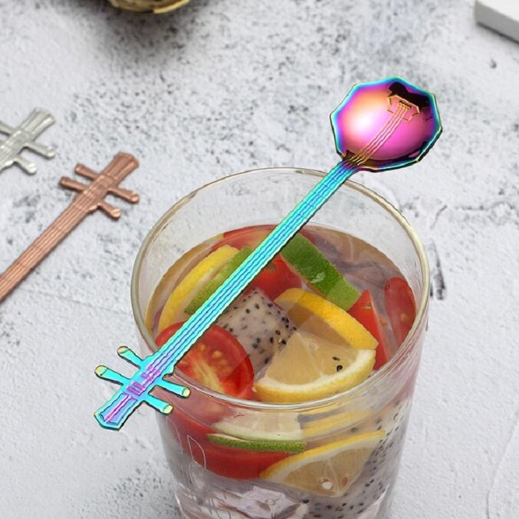 Stainless Steel Coffee Mixing Spoon Creative Musical Instrument Shape Spoon, Guitar Silver, Octagonal Silver, Lute Silver, Yueqin Silver, Guitar Titanium Gold, Octagonal Titanium Gold, Lute Titanium Gold, Yueqin Titanium Gold, Guitar Rose Gold���������...