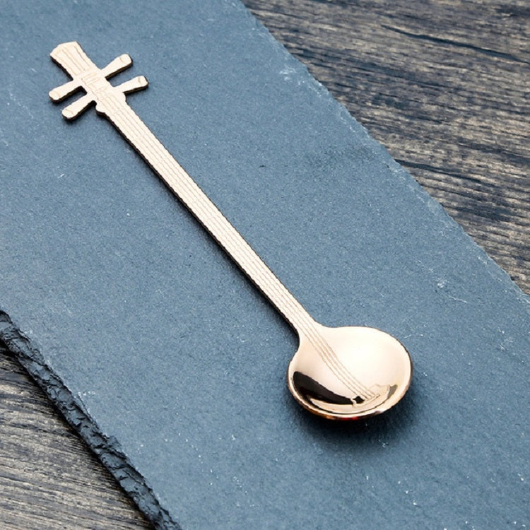 Stainless Steel Coffee Mixing Spoon Creative Musical Instrument Shape Spoon, Guitar Silver, Octagonal Silver, Lute Silver, Yueqin Silver, Guitar Titanium Gold, Octagonal Titanium Gold, Lute Titanium Gold, Yueqin Titanium Gold, Guitar Rose Gold���������...