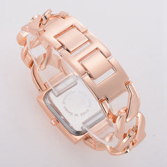Square Dial Diamond Plated Hollow Alloy Bracelet Strap Quartz Watch for Women