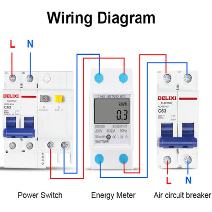 DDS528 5-32A 230V 50Hz Single-phase Household DIN Rail Electronic Multi-function Energy Meter, 230V 50Hz