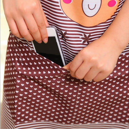 Kitchen Oilproof Cartoon Bear Apron with Sleeve