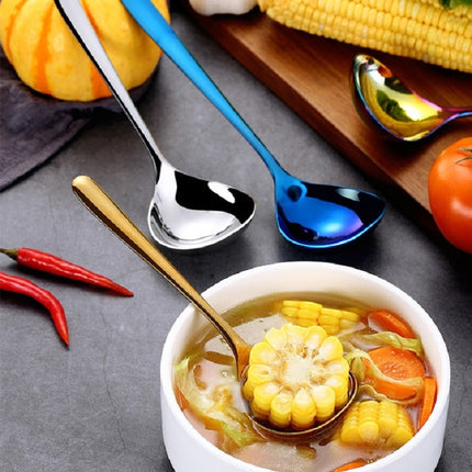 Stainless Steel Sauce Spoon Creative Big Head Long Handle Spoon, Original Steel, Gold, Rose Gold, Blue, Colorful, Black