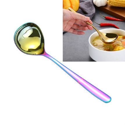 Stainless Steel Sauce Spoon Creative Big Head Long Handle Spoon, Original Steel, Gold, Rose Gold, Blue, Colorful, Black
